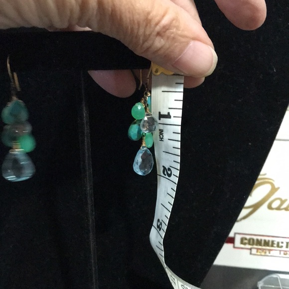 Earrings - 14k YG - Multi Gemstones - 1-3/4” Drop - BOHO - Picture 7 of 8